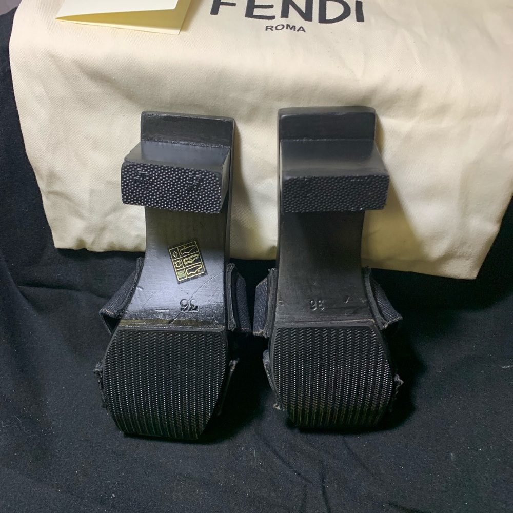 Fendi‎ denim flower Logo heel sandals 36 - Picture 7 of 13